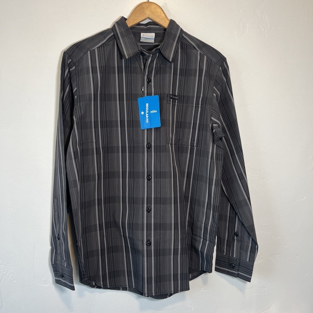 Columbia Button Up Shirt Mens Small Grey Rogers Peak Long Sleeve Regular Fit - Picture 2 of 7